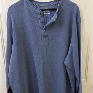 Faded Glory Men's Slate Blue Waffle Henley Pullover